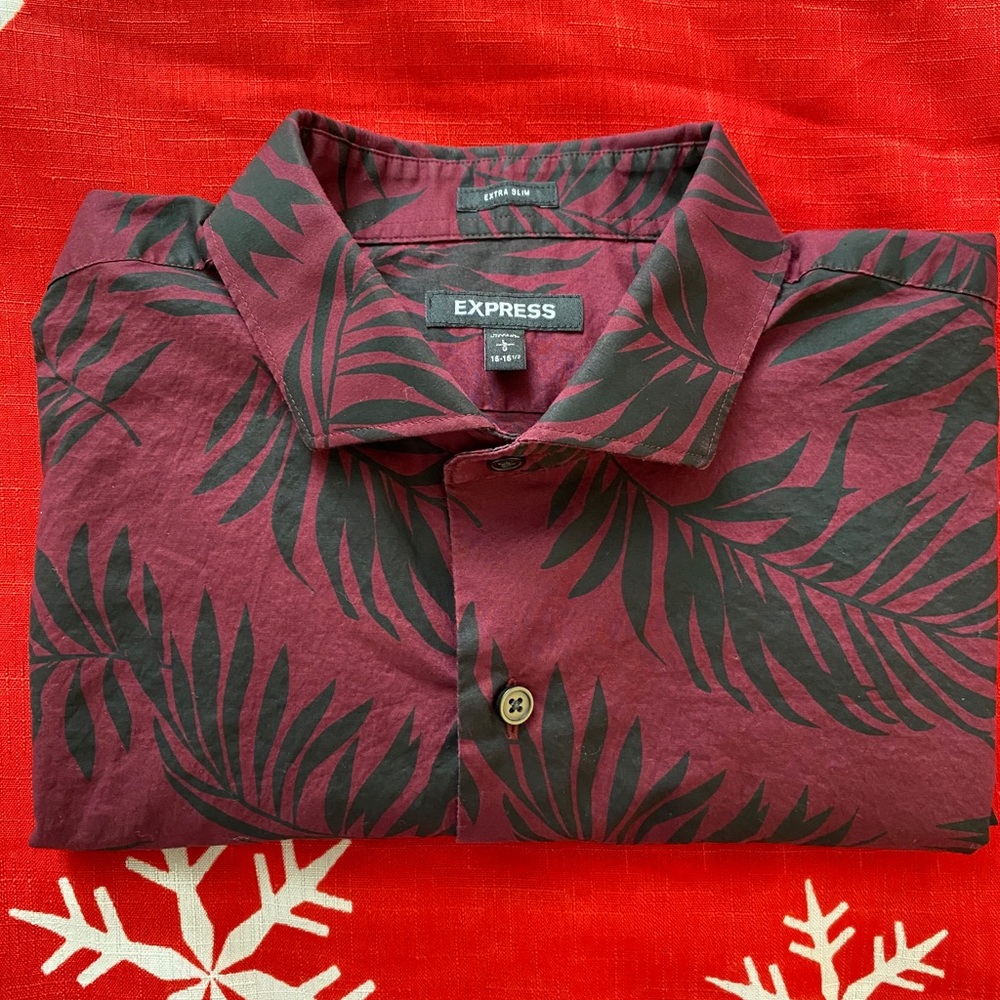 Express Extra Slim Patterned Button Down Shirt - image 5